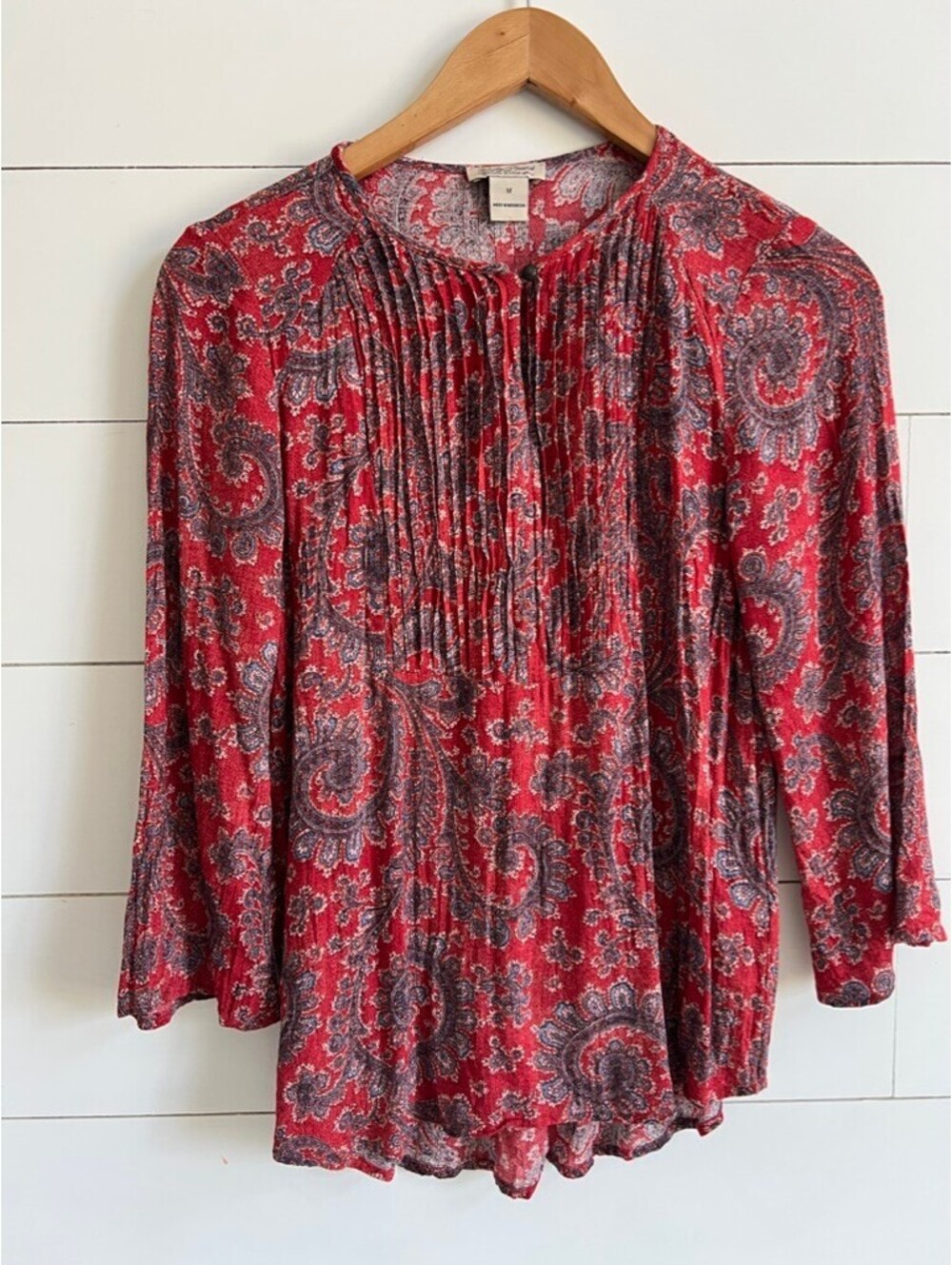 Lucky Brand Paisley Peasant Top Women's Size M Boho Feminine Business Casual